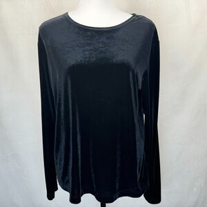 Baxter & Wells Black Top Sz M Velour Boat Neck Long Sleeves